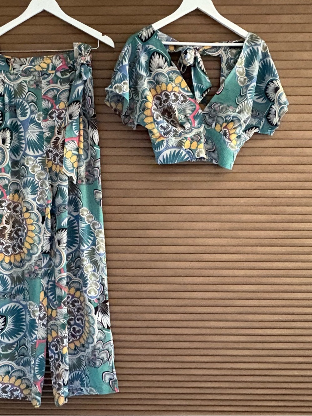Milk & Honey Floral Print Two-Piece Set - Green Multicolor